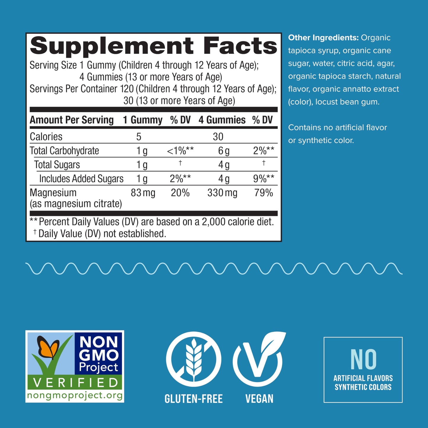 Natural Vitality CALM Kids Magnesium Gummies – Stress Relief & Sleep | 120 Gummies