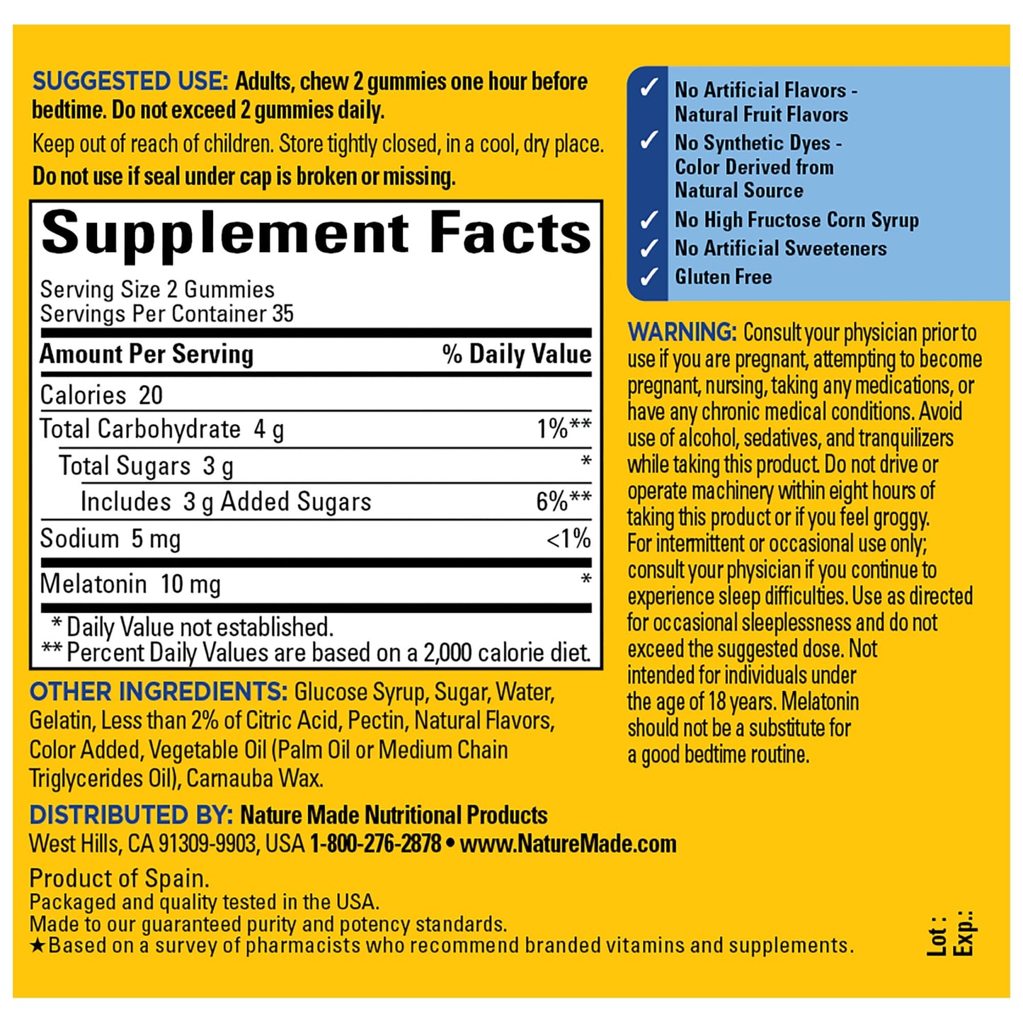 Nature Made Melatonin Gummies 10mg — Maximum Strength, 70 Count