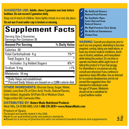 Nature Made Melatonin Gummies 10mg — Maximum Strength, 70 Count