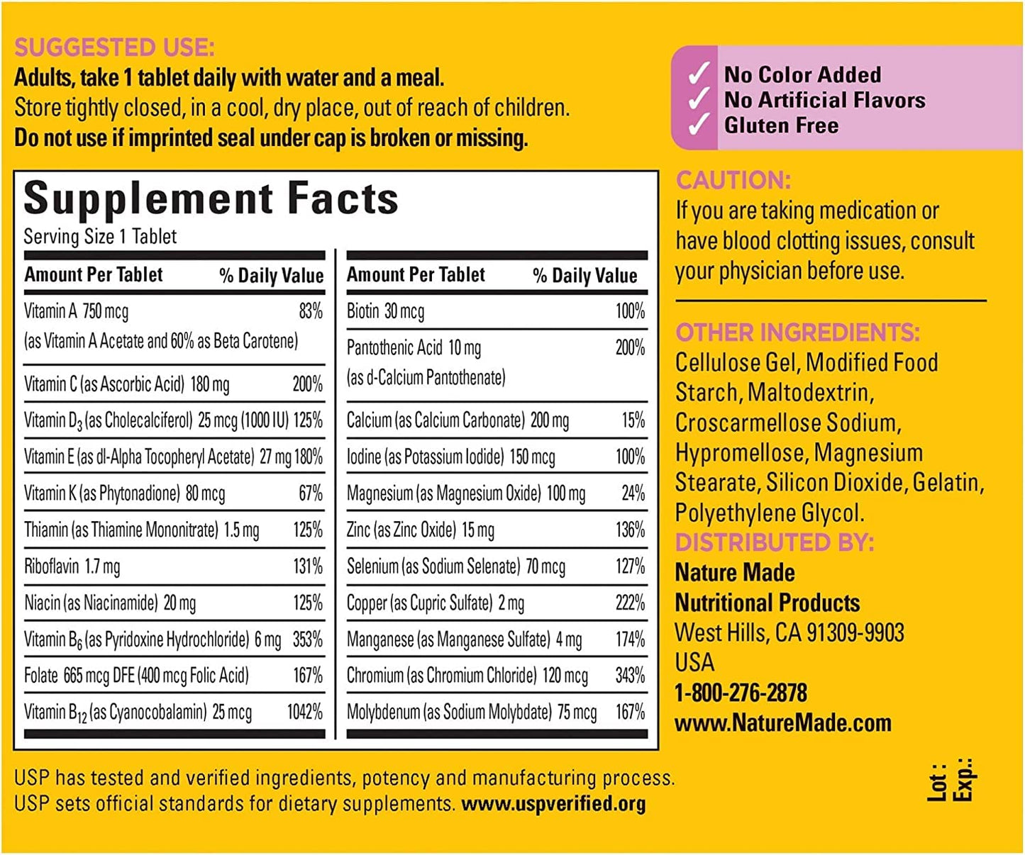 Nature Made Multi for Her 50+ Vitamin/Mineral Tablets 90 ea — Pack of 4