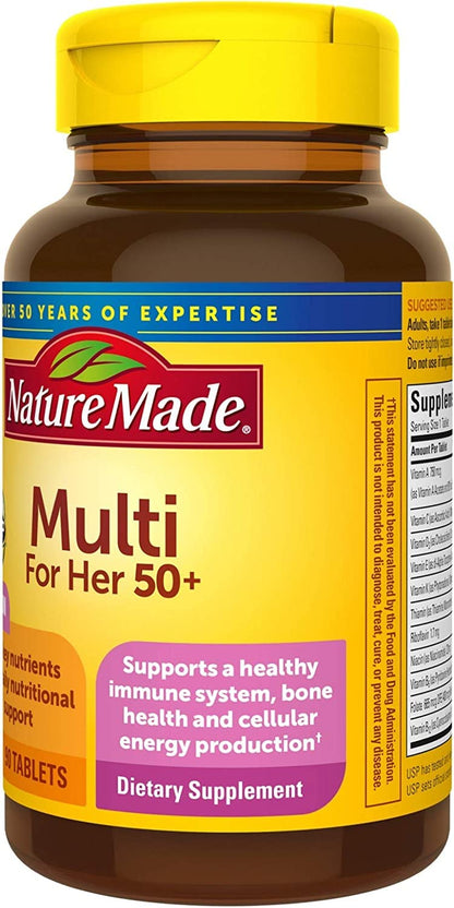 Nature Made Multi for Her 50+ Vitamin/Mineral Tablets 90 ea — Pack of 4