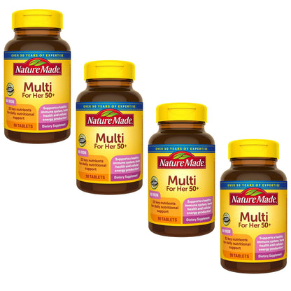 Nature Made Multi for Her 50+ Vitamin/Mineral Tablets 90 ea — Pack of 4