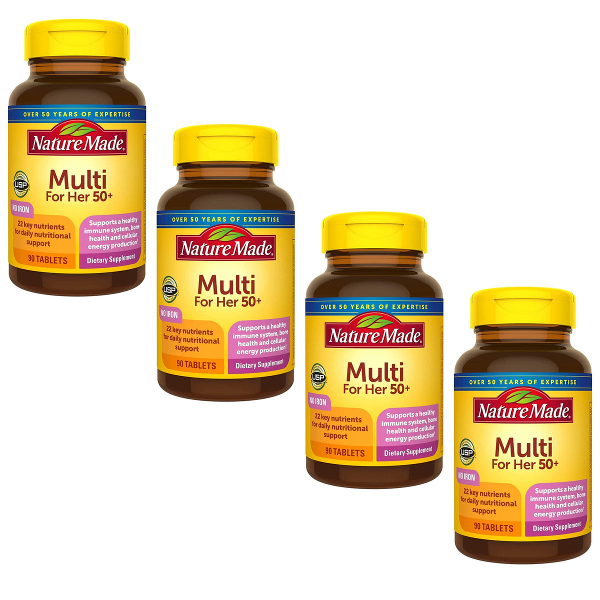 Nature Made Multi for Her 50+ Vitamin/Mineral Tablets 90 ea — Pack of 4 - Calm Era
