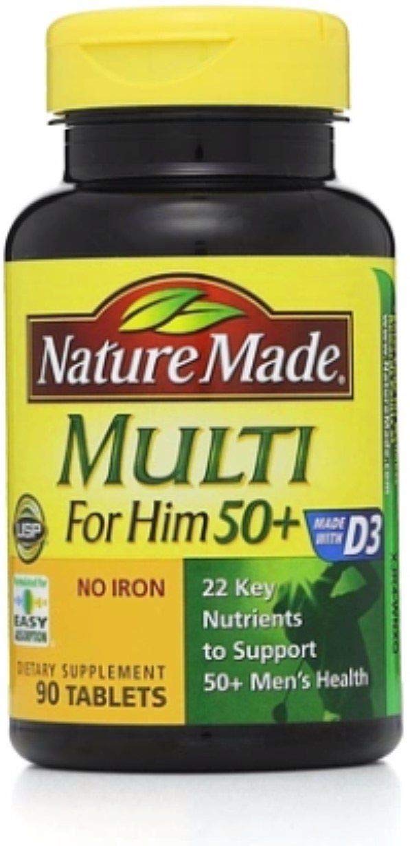 Nature Made Multi for Him 50+ – 90 Tablets per Bottle x 4 Pack | Iron-Free - Calm Era