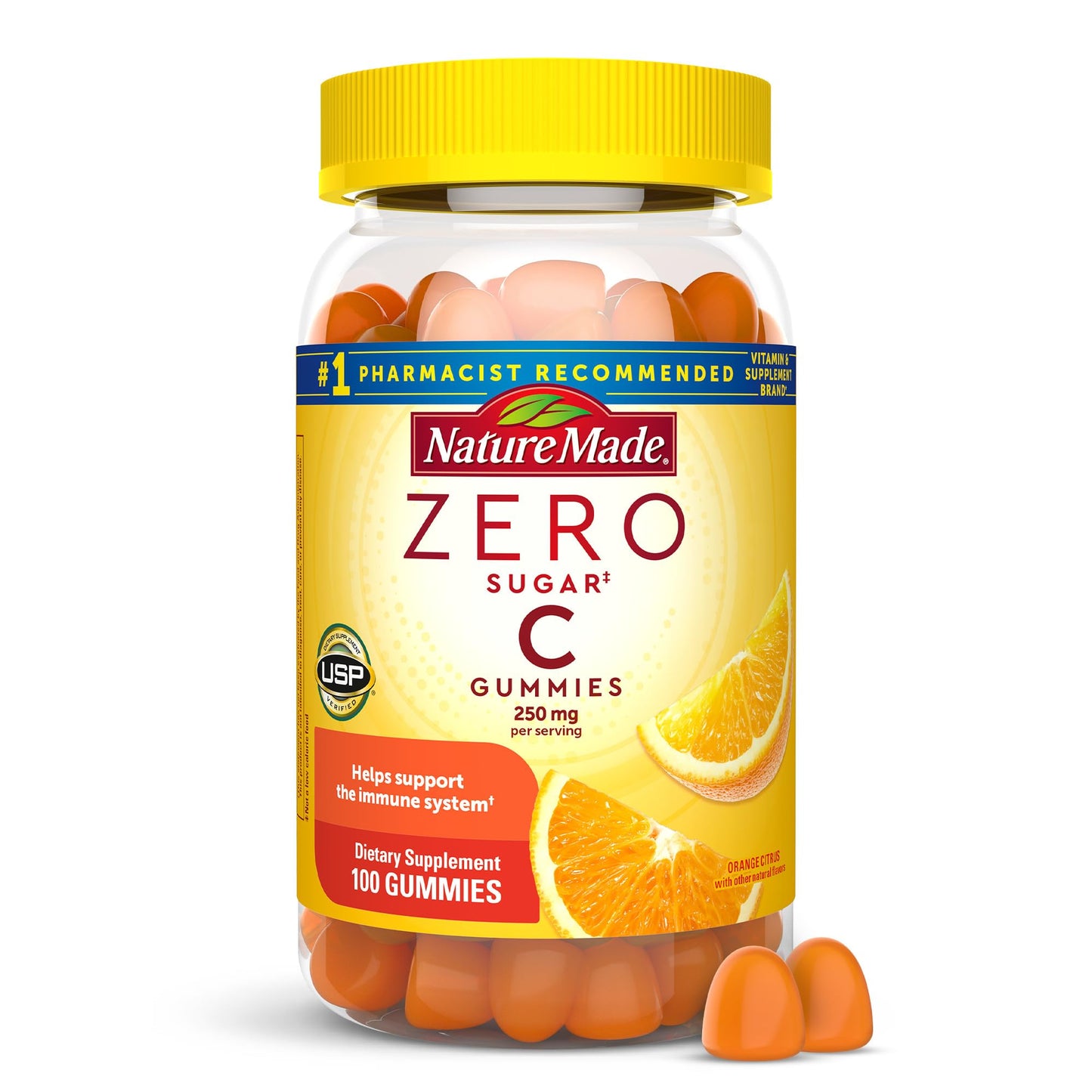 Nature Made Zero Sugar Vitamin C Gummies 250mg — 100 Count