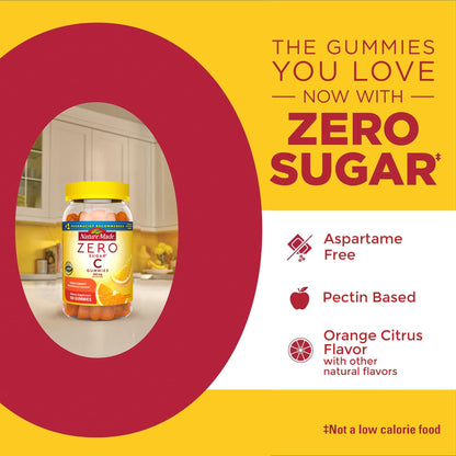 Nature Made Zero Sugar Vitamin C Gummies 250mg — 100 Count