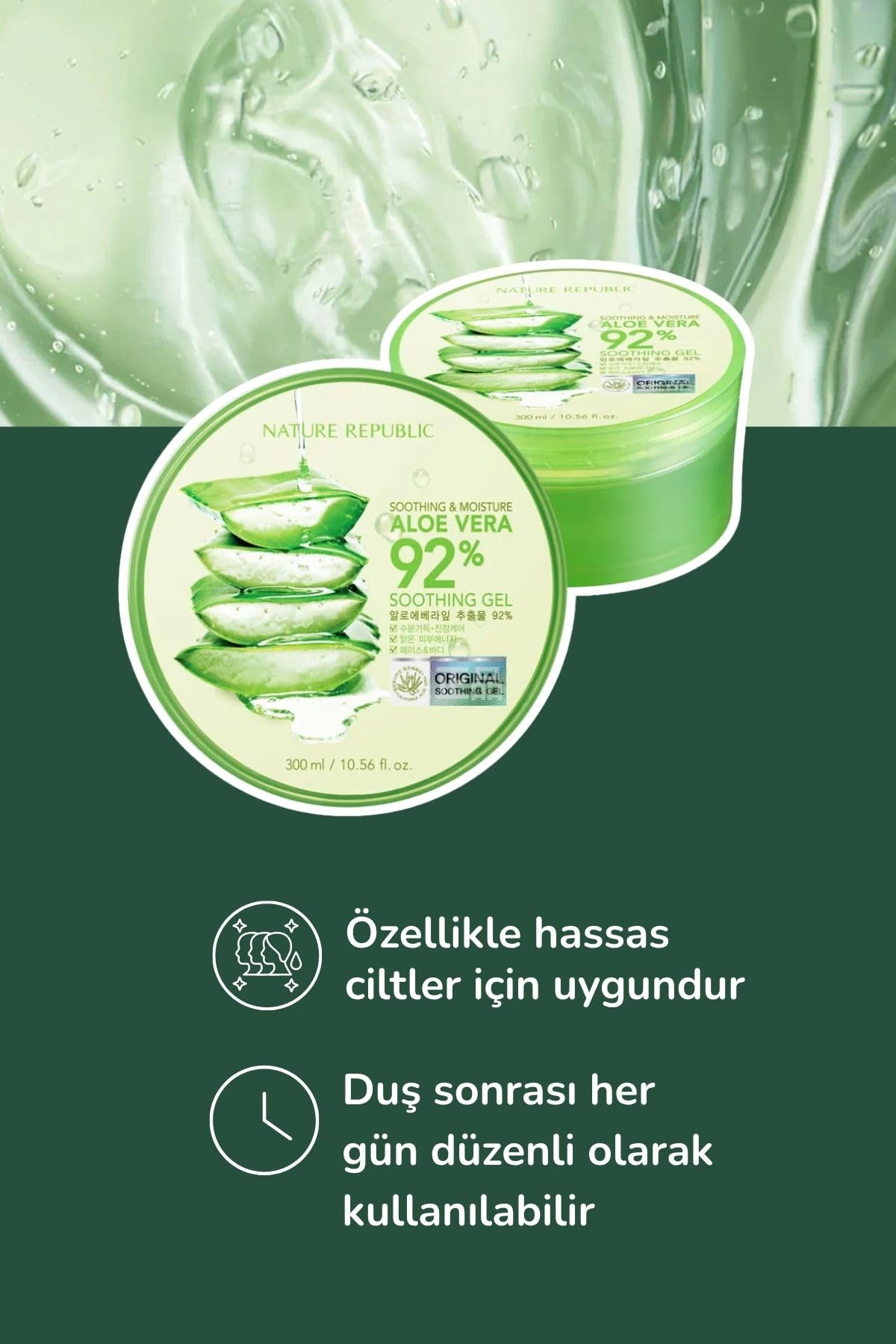 Nature Republic Aloe Gel 92% — Soothing & Hydrating, 10.56fl oz - Calm Era