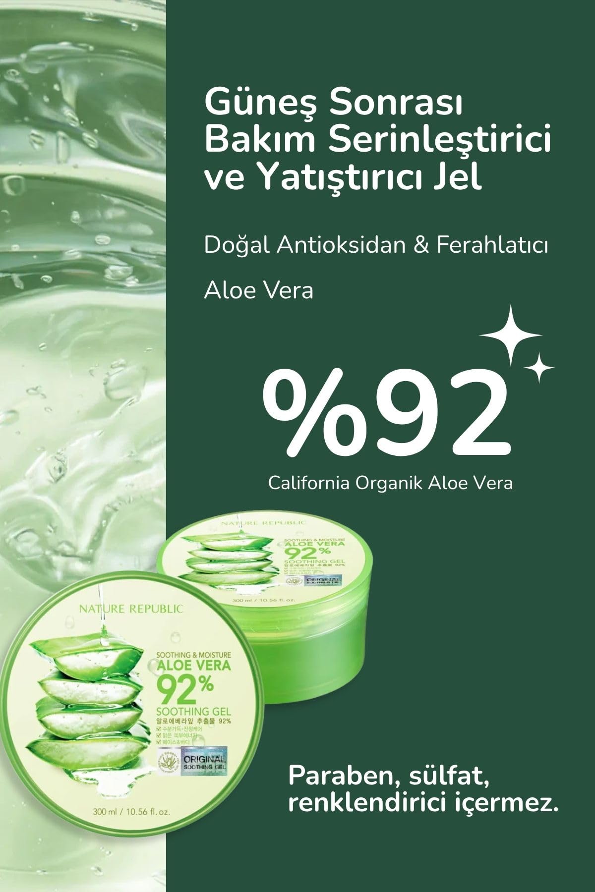 Nature Republic Aloe Gel 92% — Soothing & Hydrating, 10.56fl oz - Calm Era