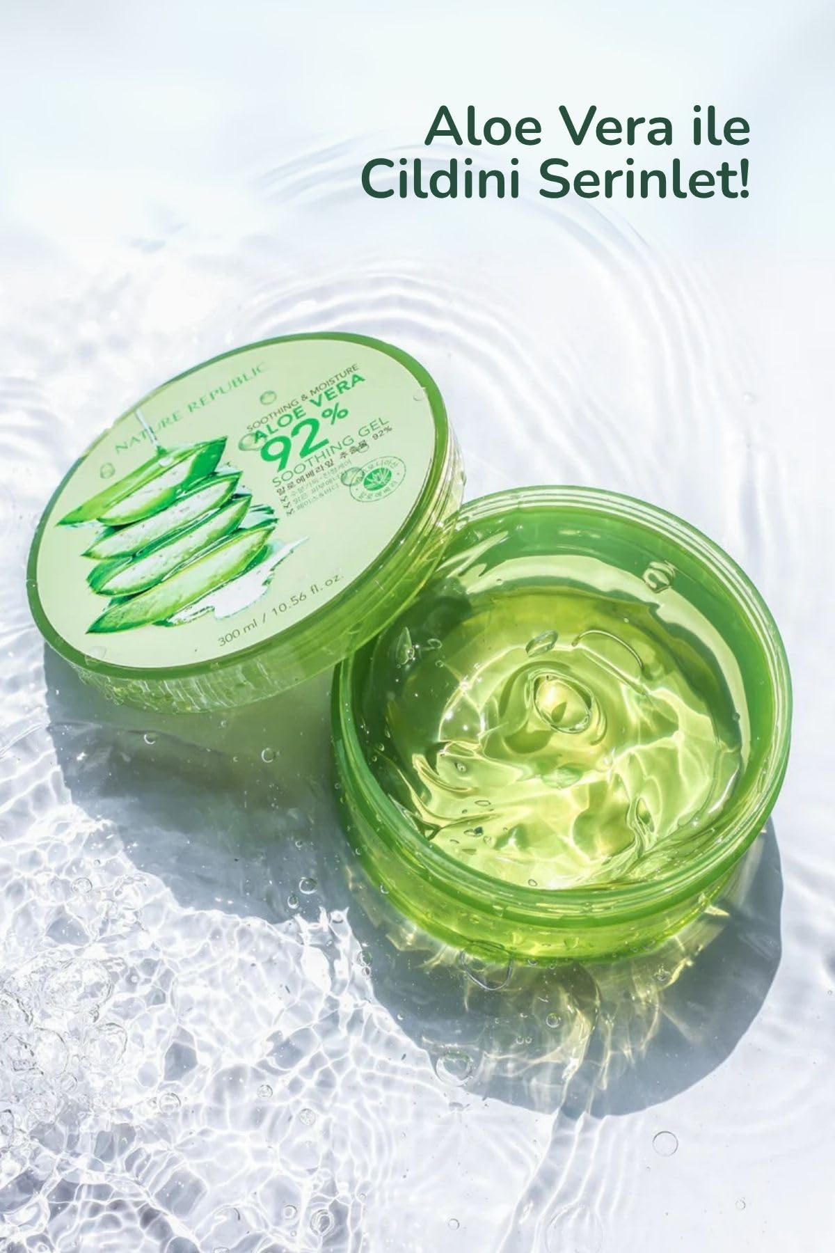 Nature Republic Aloe Gel 92% — Soothing & Hydrating, 10.56fl oz