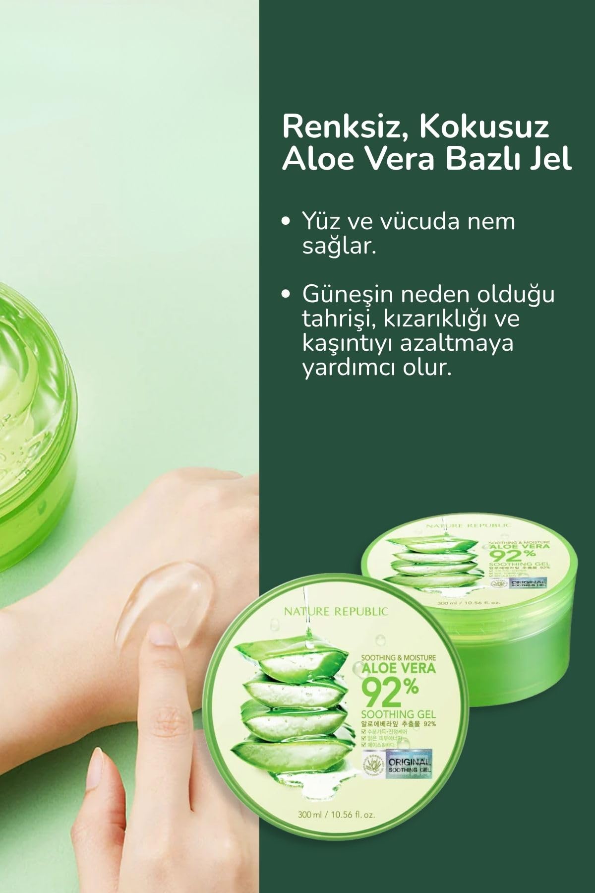 Nature Republic Aloe Gel 92% — Soothing & Hydrating, 10.56fl oz
