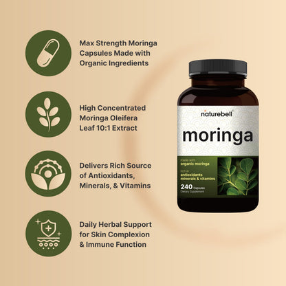 NatureBell Pure Moringa Capsules 800mg | 240ct 4-Month Supply