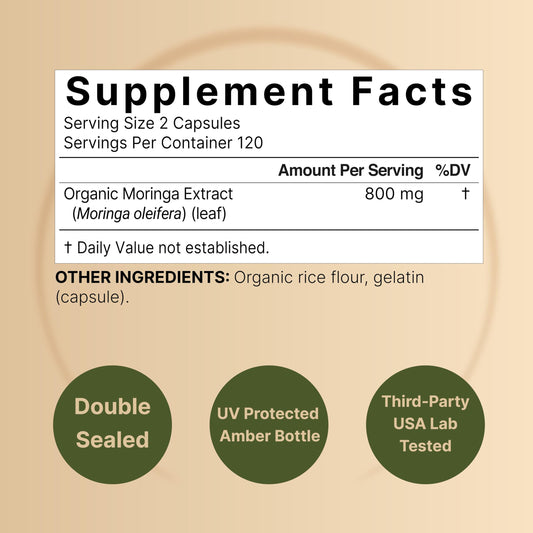 NatureBell Pure Moringa Capsules 800mg | 240ct 4-Month Supply