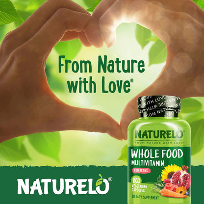 NATURELO Teen Multivitamin for Boys & Girls — 180 Plant-Based, Non-GMO, Vegetarian