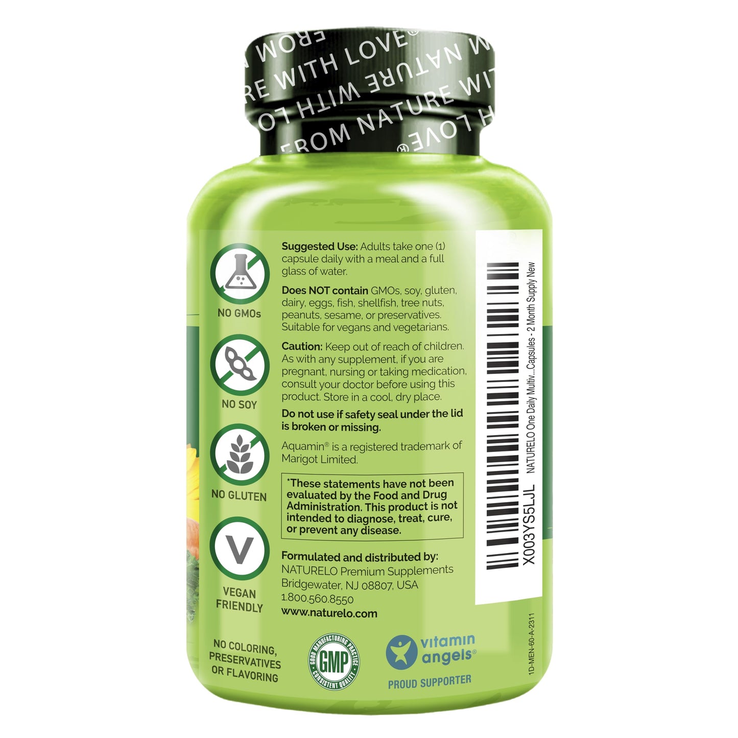 NATURELO Men’s Multivitamin – One Daily with Whole Food Vitamins & Minerals | 60 Capsules