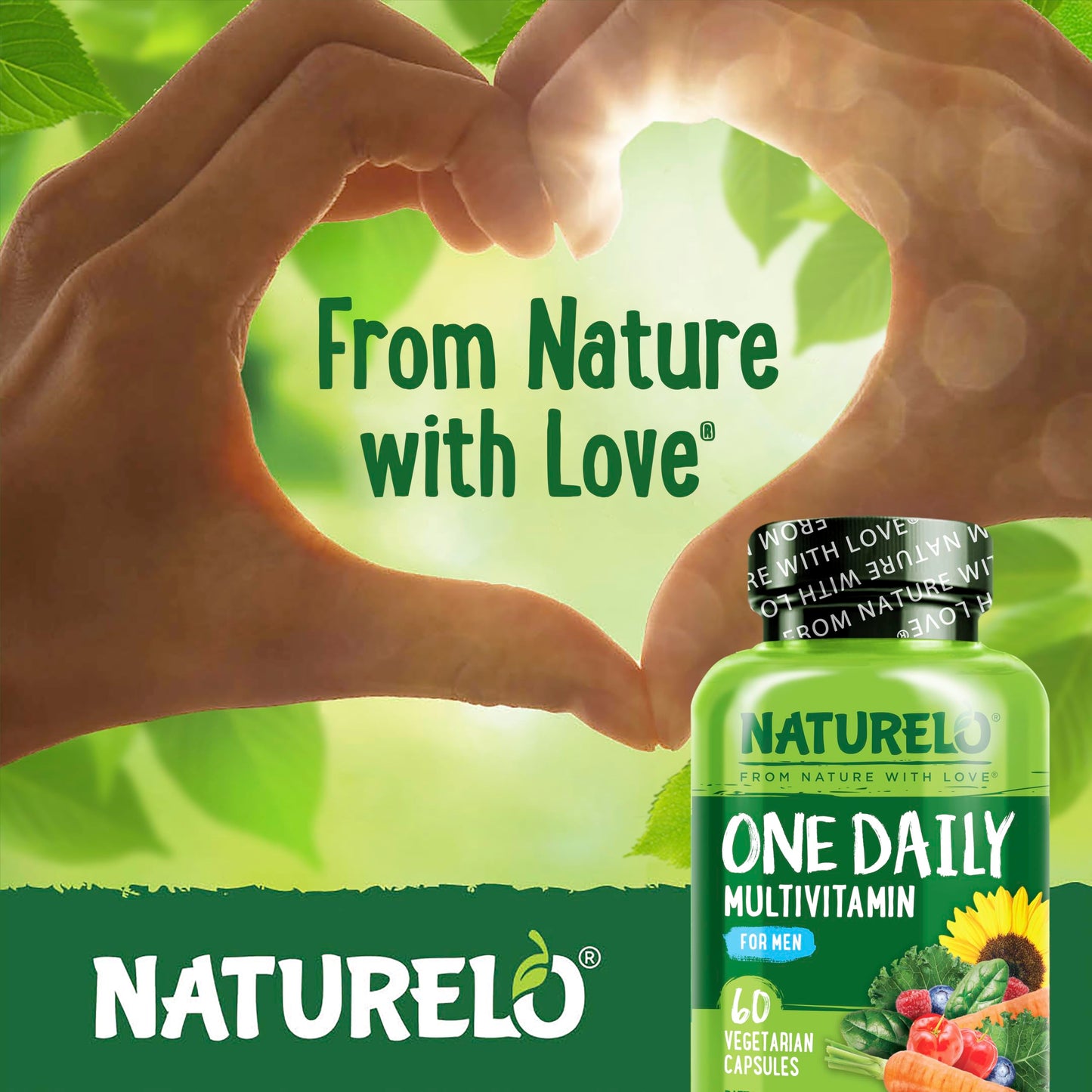 NATURELO Men’s Multivitamin – One Daily with Whole Food Vitamins & Minerals | 60 Capsules