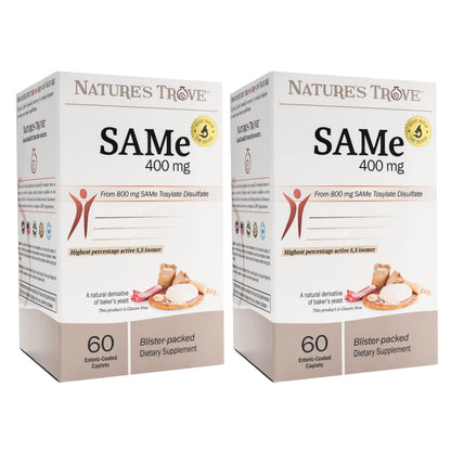 Nature's Trove SAM-e 400mg - 120 Enteric Caplets for Mood & Joint Support