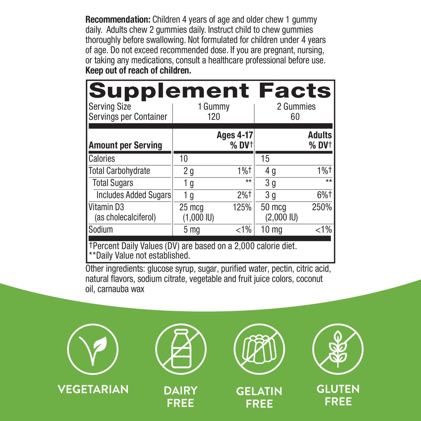 Nature’s Way Vitamin D3 2000 IU Gummies — Immune & Bone, 120ct