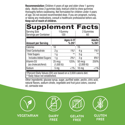 Nature’s Way Vitamin D3 2000 IU Gummies — Immune & Bone, 120ct