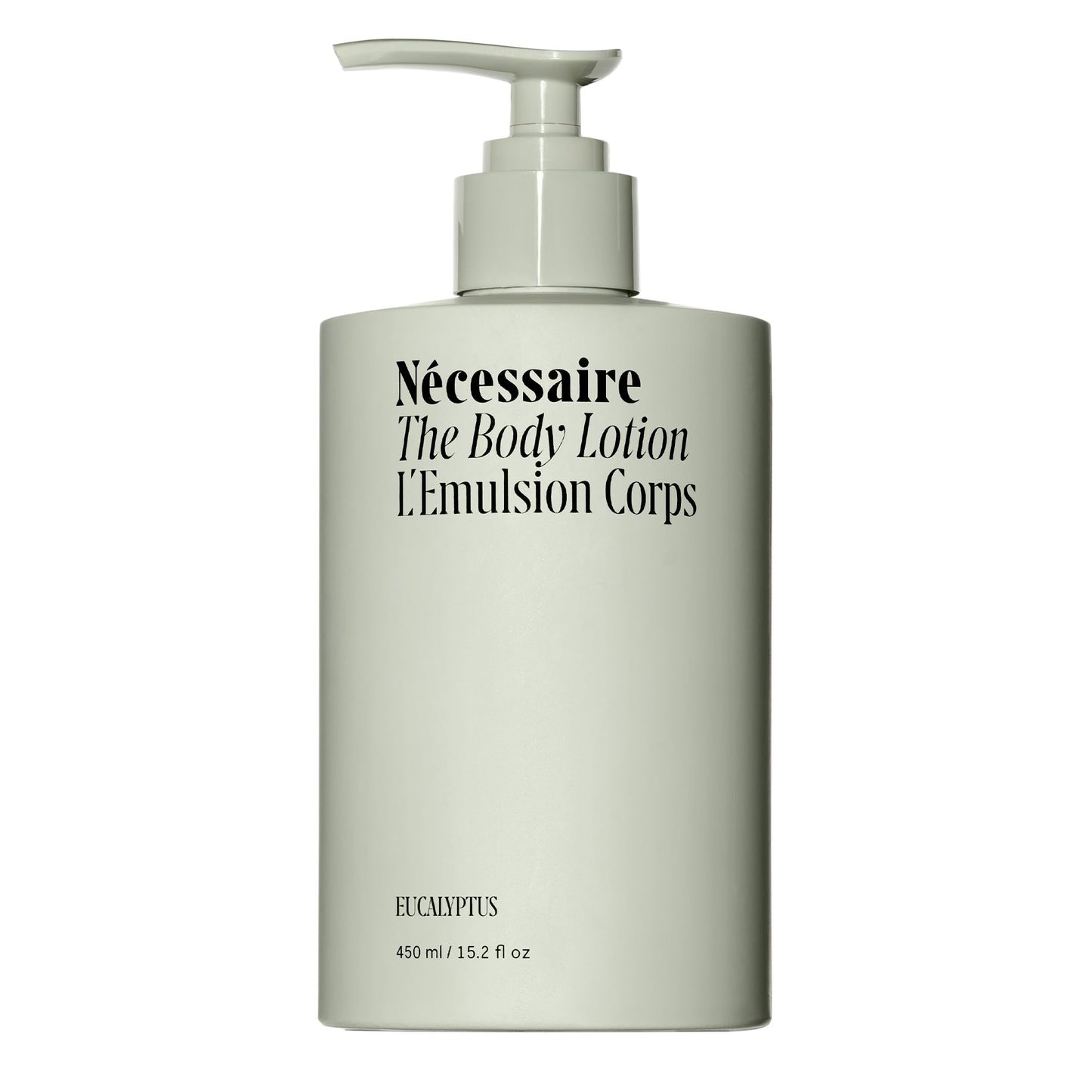 Body lotion bottle with pump on a white background