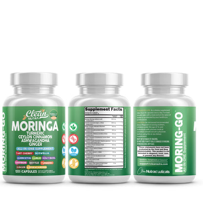Clean Nutra Moring-Go Moringa & Turmeric Capsules 13-in-1