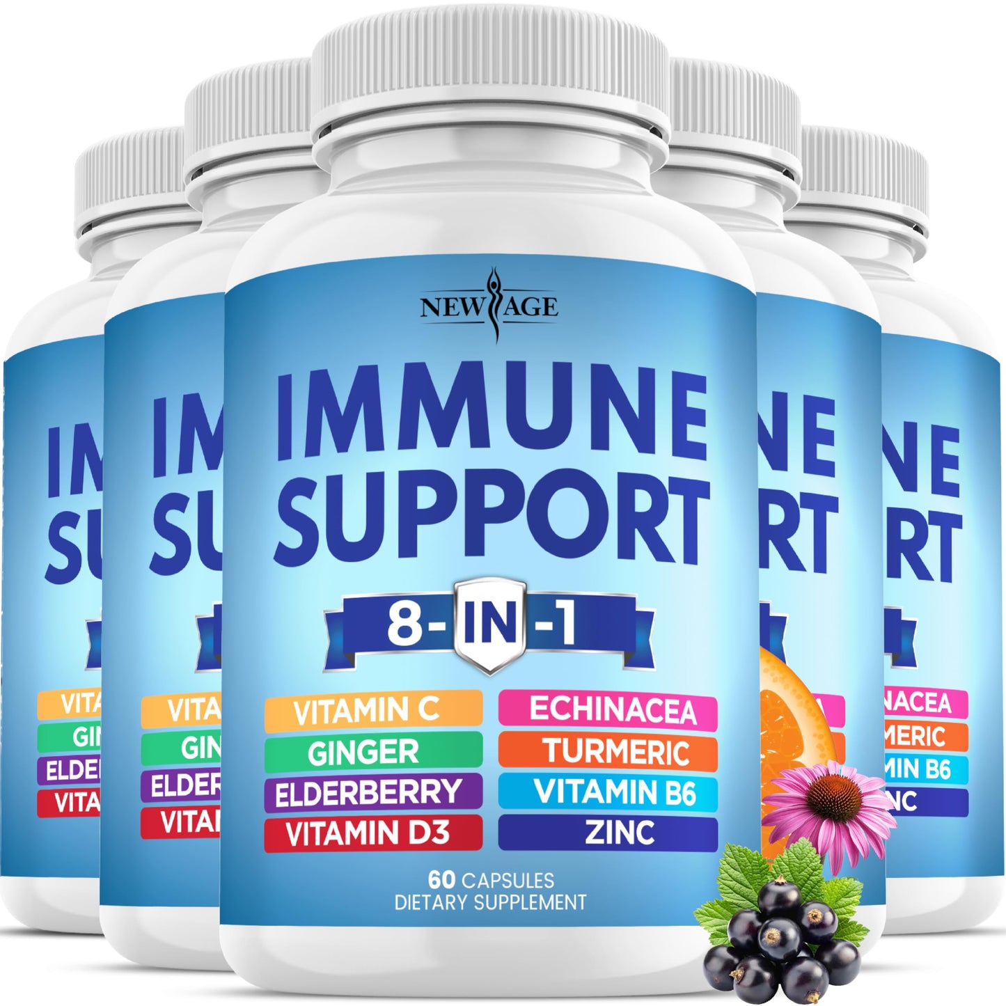 New Age 8-in-1 Immune Support Capsules – 5 Pack