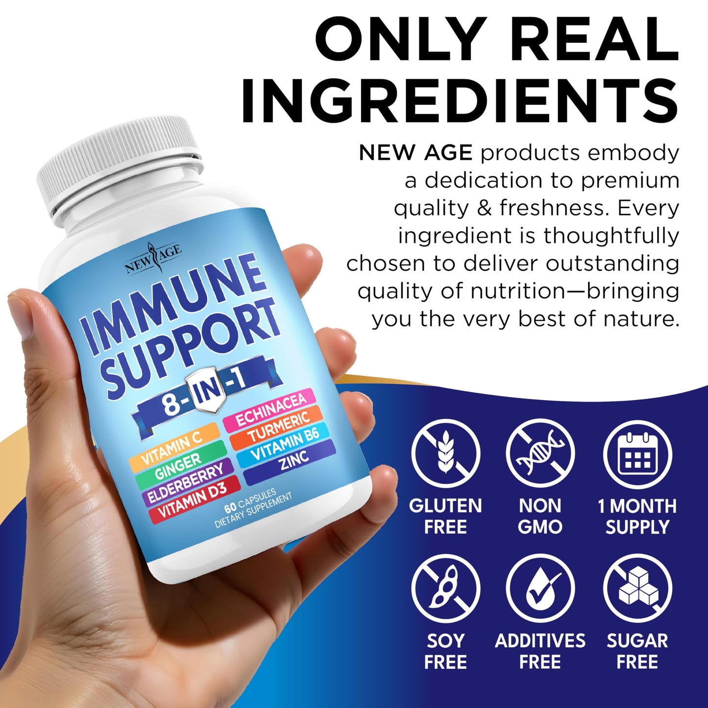 New Age 8-in-1 Immune Support Capsules – 5 Pack