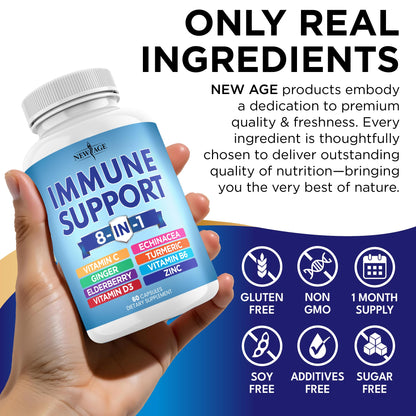 New Age 8-in-1 Immune Support Booster 180 Capsules Pack of 3