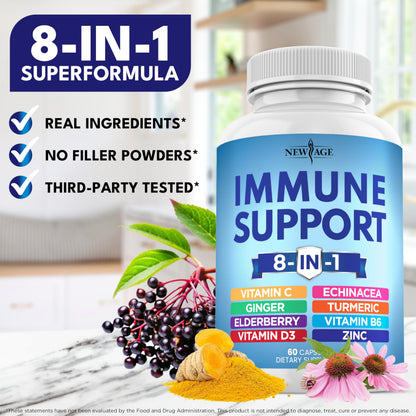 New Age 8-in-1 Immune Support Booster 180 Capsules Pack of 3