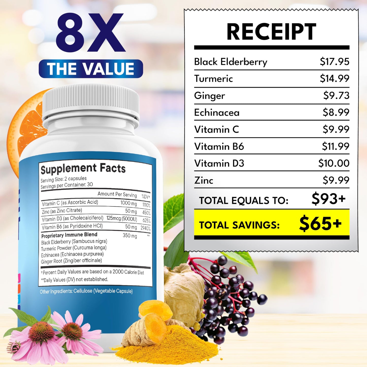 New Age 8-in-1 Immune Support Booster 180 Capsules Pack of 3