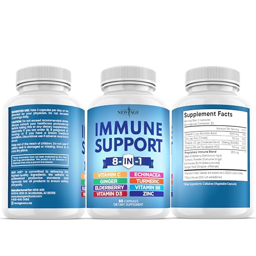 New Age 8-in-1 Immune Support Booster 180 Capsules Pack of 3