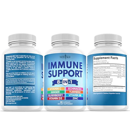 New Age 8-in-1 Immune Support Booster 180 Capsules Pack of 3
