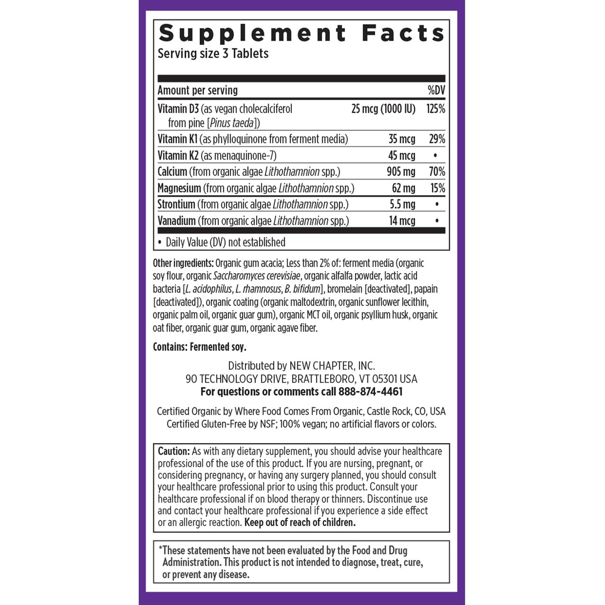 New Chapter Calcium Supplement – Organic Plant Calcium + D3/K2, 60 Count - Calm Era