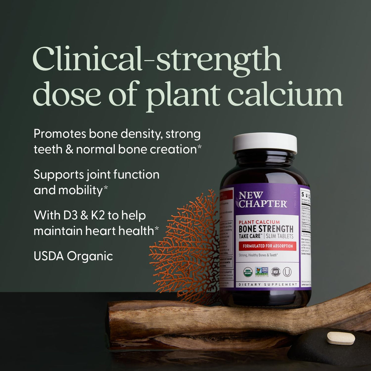 New Chapter Calcium Supplement – Organic Plant Calcium + D3/K2, 60 Count - Calm Era