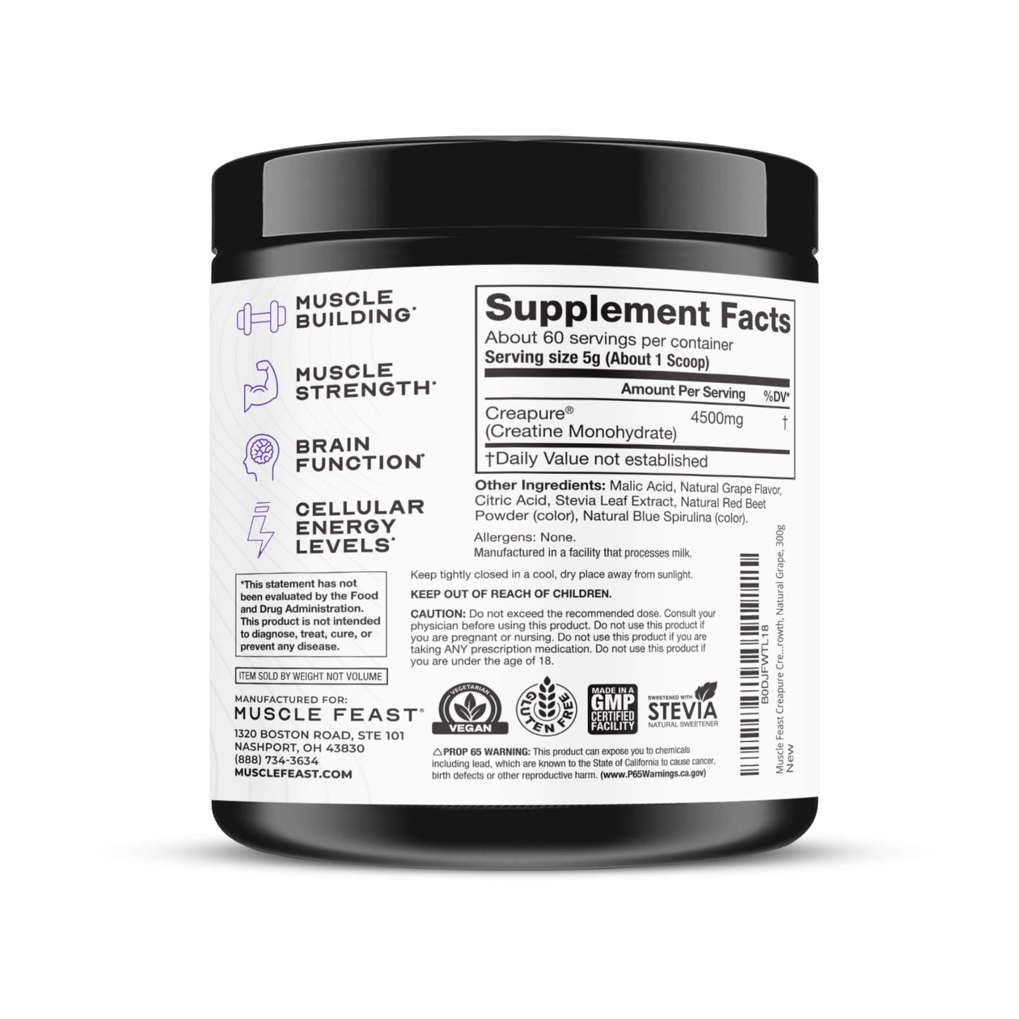 Muscle Feast Creapure Creatine – Grape 300g