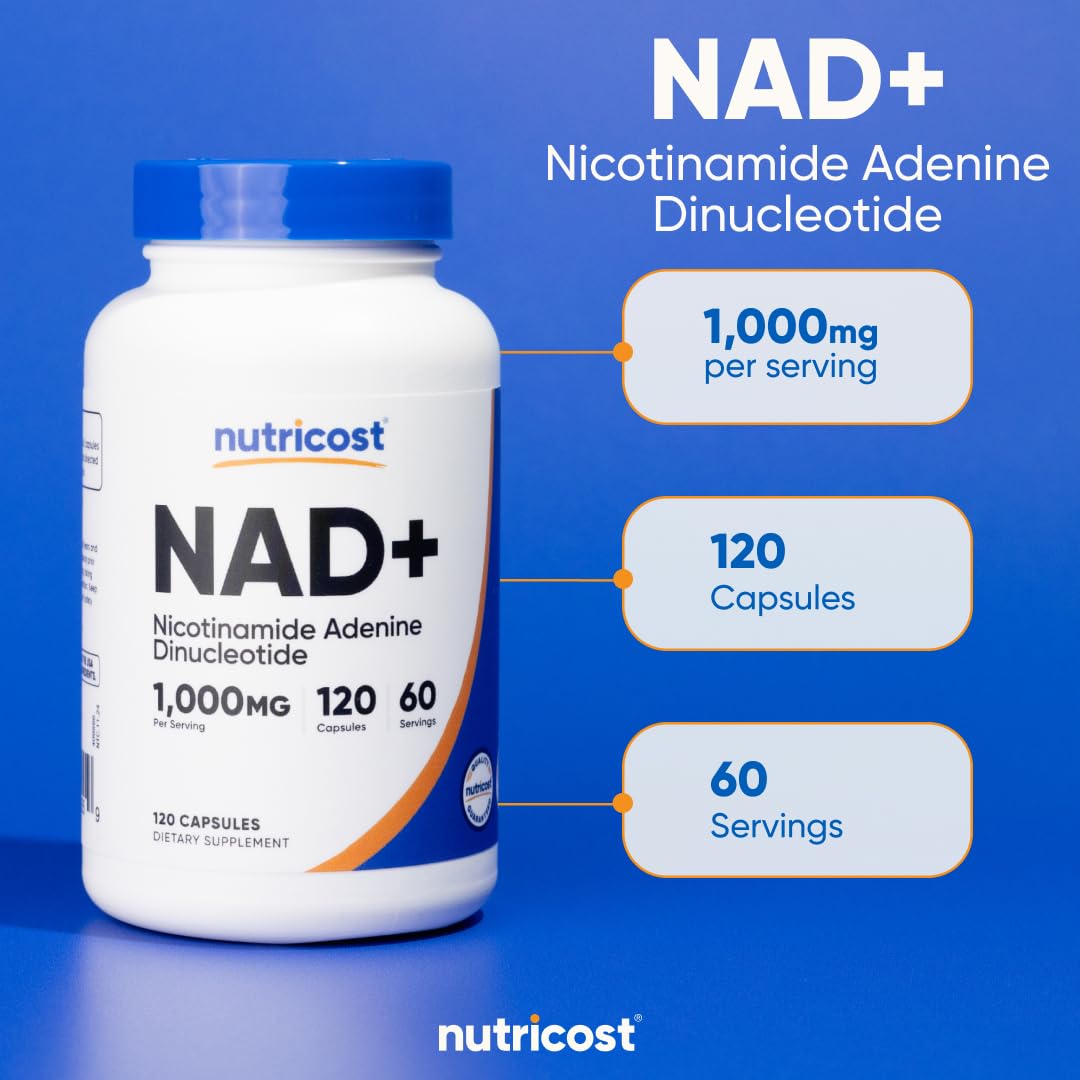 Nutricost NAD+ Supplement 1000mg 60 Servings 120 Capsules