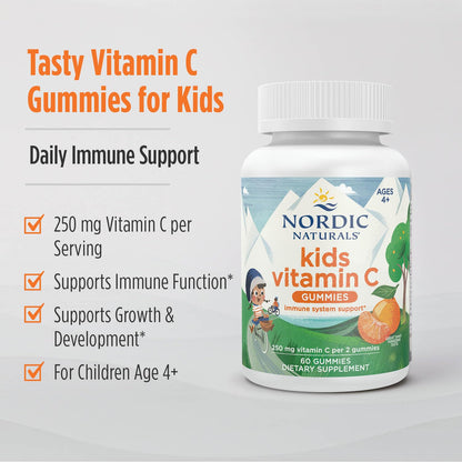Nordic Naturals Kids Vitamin C Gummies — Tangy Tangerine, 60 Gummies