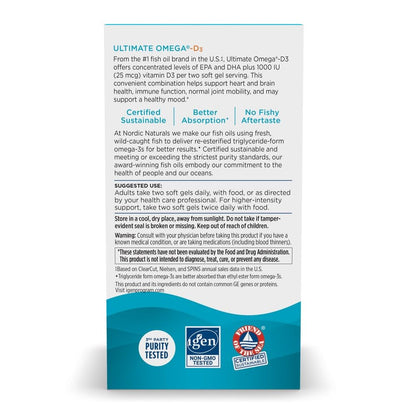 Nordic Naturals Ultimate Omega-D3 Lemon | 90 Soft Gels, 1280 mg Omega-3 + 1000 IU D3
