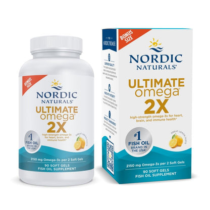 Nordic Naturals Ultimate Omega 2X Lemon - High-Potency Omega-3 (EPA & DHA) - 90 Soft Gels