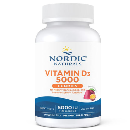 Nordic Naturals Vitamin D3 5000 IU Gummies — Passion Fruit, 30 Servings