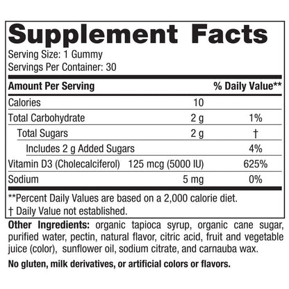 Nordic Naturals Vitamin D3 5000 IU Gummies — Passion Fruit, 30 Servings