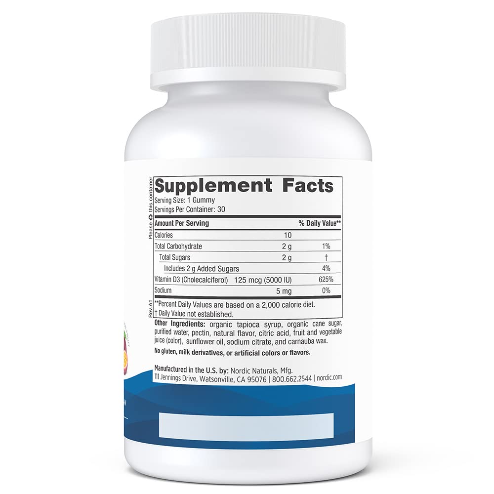 Nordic Naturals Vitamin D3 5000 IU Gummies — Passion Fruit, 30 Servings