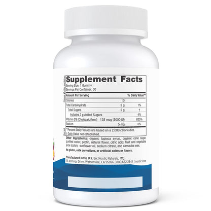 Nordic Naturals Vitamin D3 5000 IU Gummies — Passion Fruit, 30 Servings