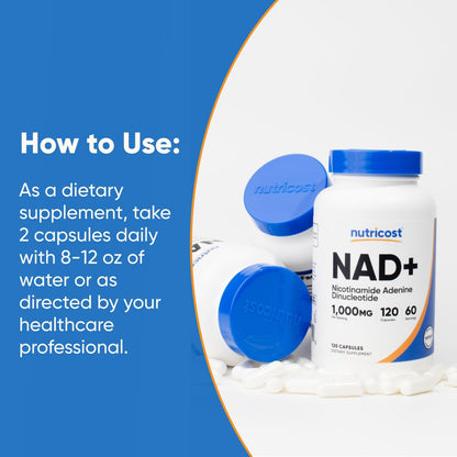 Nutricost NAD+ Supplement 1000mg 60 Servings 120 Capsules
