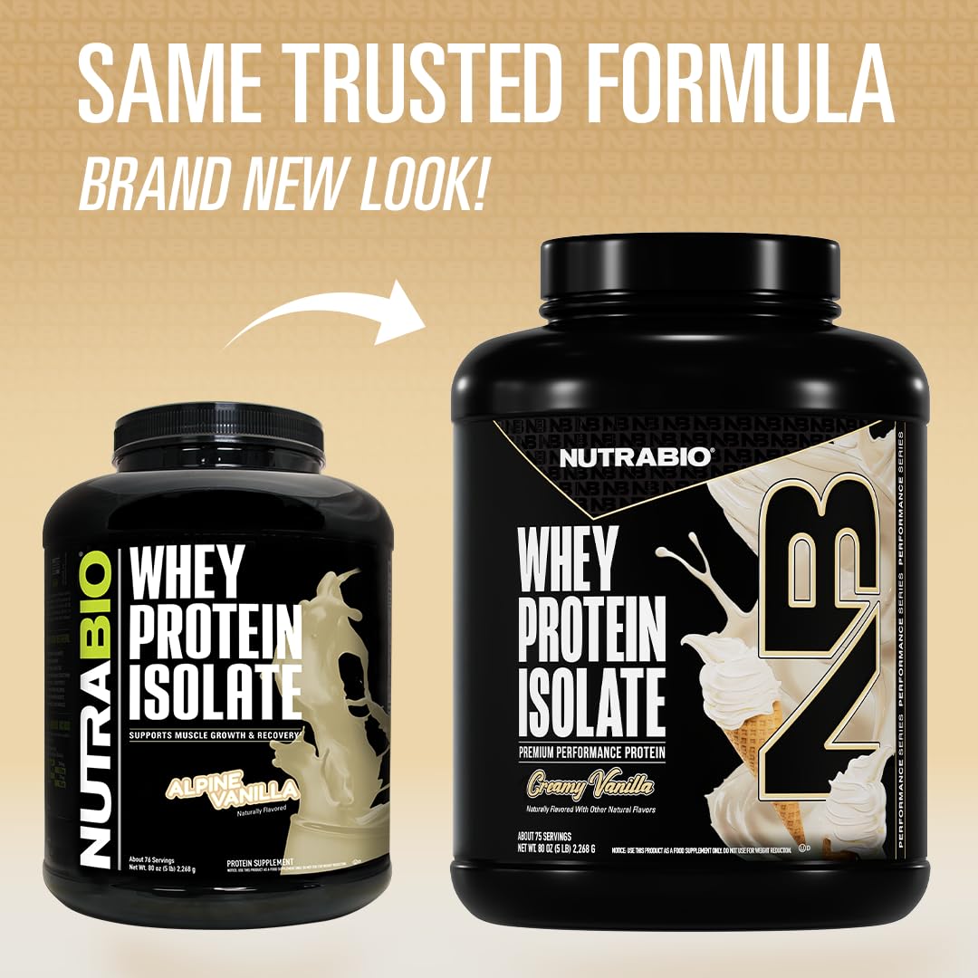 NutraBio 100% Whey Protein Isolate Creamy Vanilla 5lb