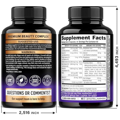 Nutraharmony Biotin + Collagen + Keratin – Hair, Skin & Nails | 120 Capsules