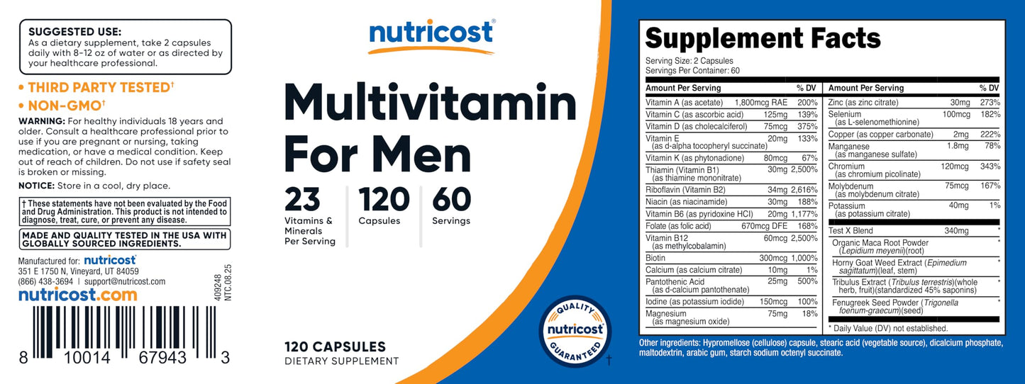 Nutricost Multivitamin for Men — 120 Capsules