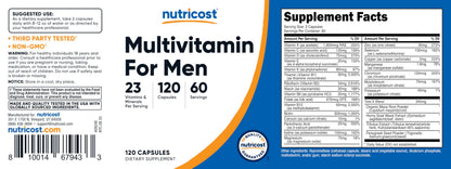 Nutricost Multivitamin for Men — 120 Capsules