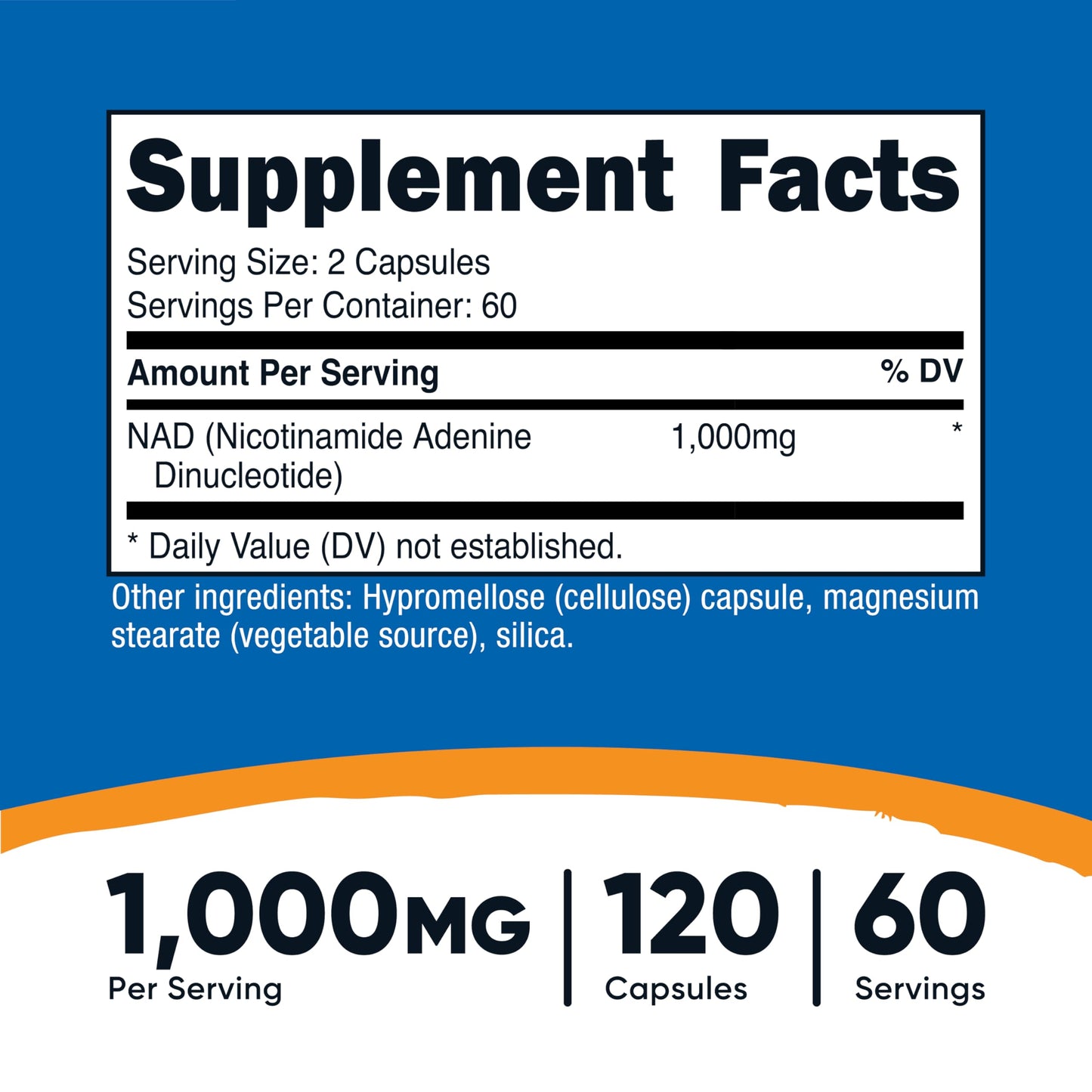 Nutricost NAD+ Supplement 1000mg 60 Servings 120 Capsules