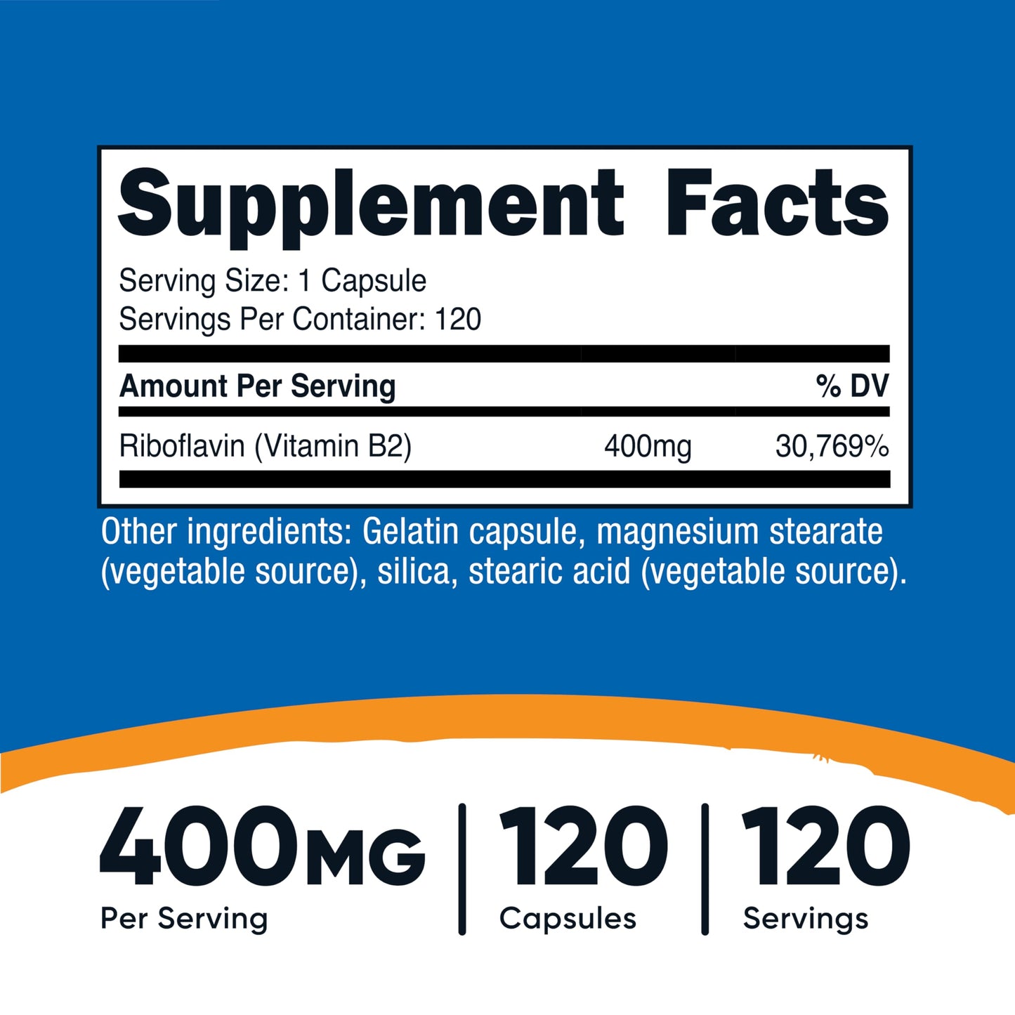 Nutricost Vitamin B2 Riboflavin 400mg — 120 Capsules
