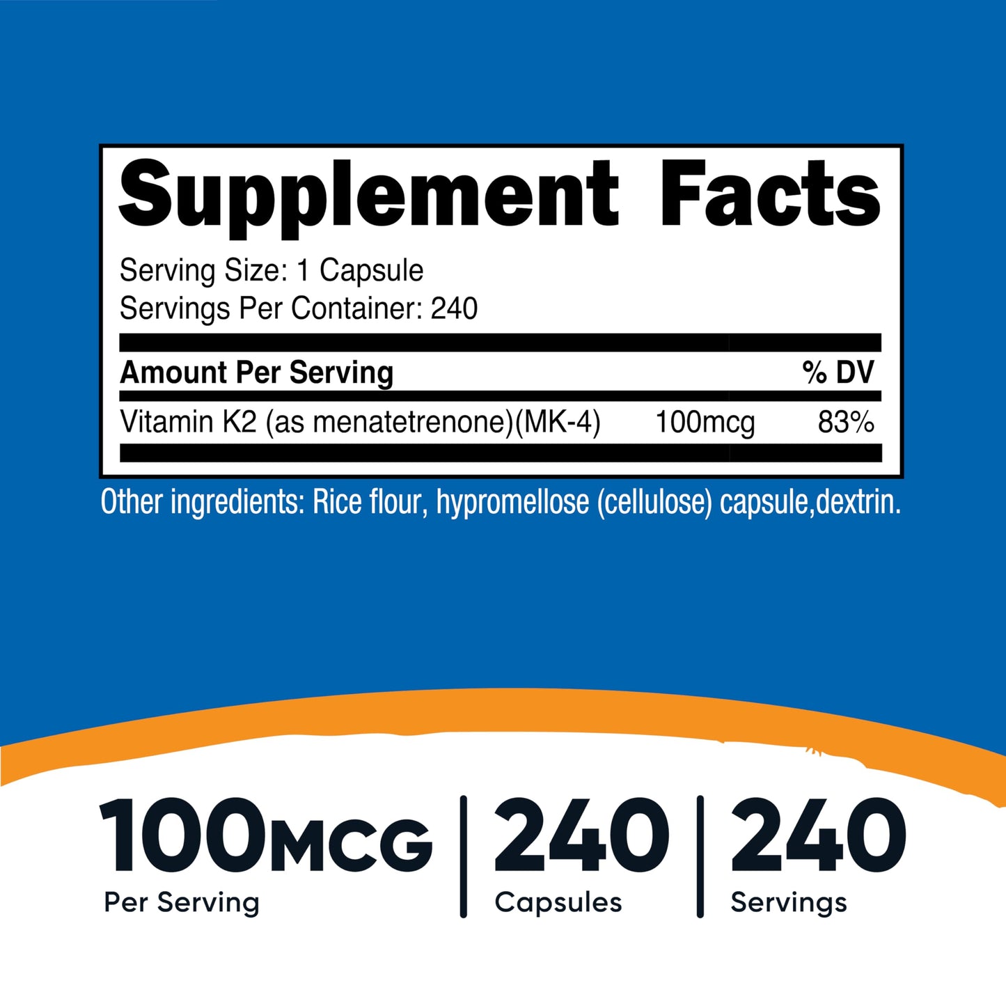Nutricost Vitamin K2 MK-4 100mcg — 240 Capsules